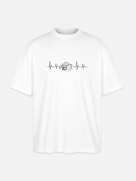 Herzschlag Camping Caravan - Stanley/Stella Oversized Unisex Organic T-shirt Blaster 2.0 - white