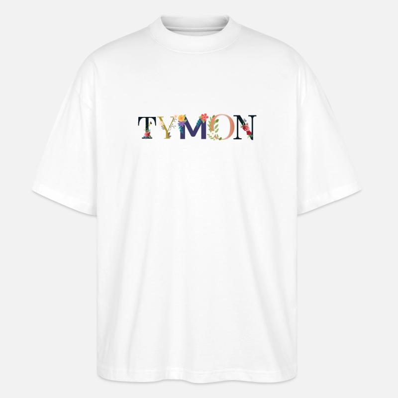 TYMON Name mit Blumen geschmückt - Stanley/Stella Oversized Unisex Bio T-Shirt Blaster 2.0 - Weiß