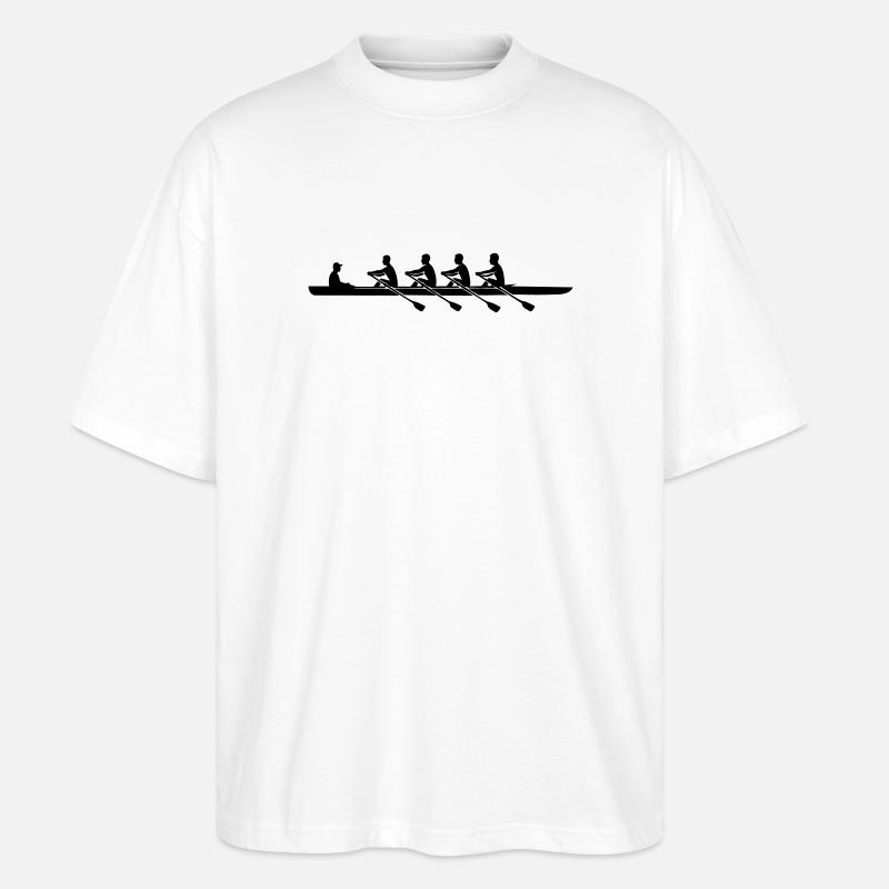 Rudern Doppelvierer mit Steuermann Silhouette - Stanley/Stella Oversized Unisex Bio T-Shirt Blaster 2.0 - Weiß