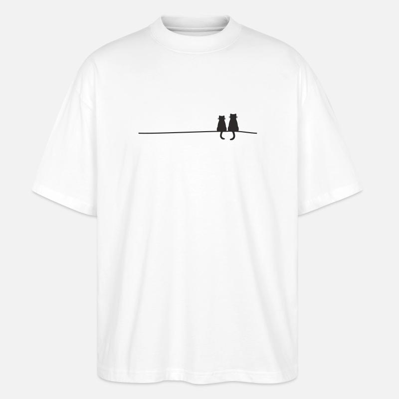Katzensilhouetten  - Stanley/Stella Oversized Unisex Bio T-Shirt Blaster 2.0 - Weiß