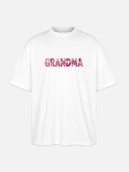 Großmutter Pink Plaid Buchstaben Patchwork - Stanley/Stella Oversized Unisex Bio T-Shirt Blaster 2.0 - Weiß