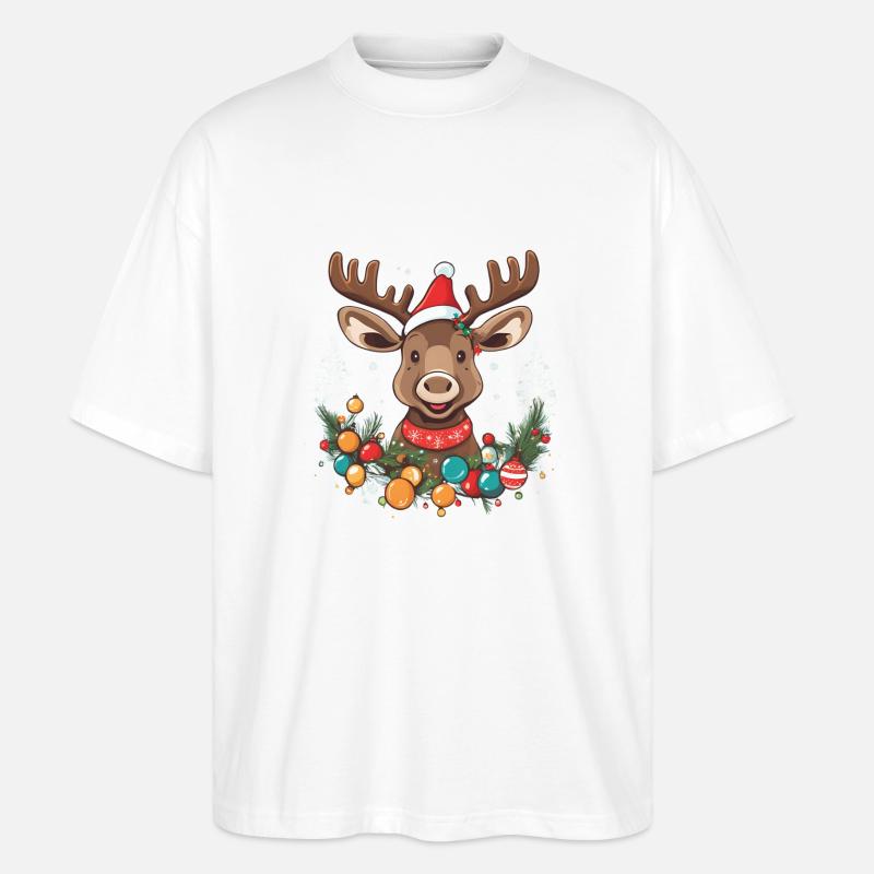 Weihnachtselch - Stanley/Stella Oversized Unisex Bio T-Shirt Blaster 2.0 - Weiß