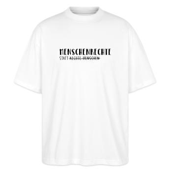 Les droits de l’homme plutôt que les gens de droite - T-shirt bio Blaster 2.0 coupe oversize Stanley/Stella Unisexe - blanc - Devant - Alina (178cm) & Michal (187cm)