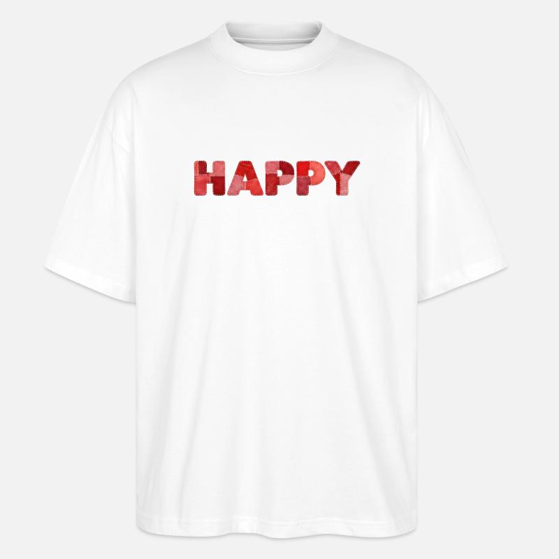 HAPPY Patchwork Stickerei Neuster Trend - Stanley/Stella Oversized Unisex Bio T-Shirt Blaster 2.0 - Weiß