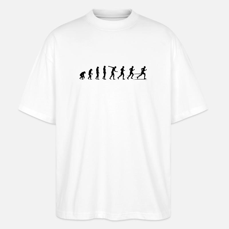 Marathon Runner Evolution T-Shirt Sticker Kissen - Stanley/Stella Oversized Unisex Bio T-Shirt Blaster 2.0 - Weiß