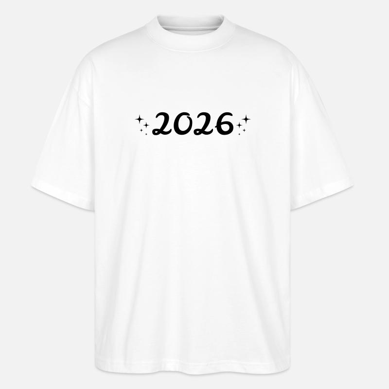 2026 Jahr Sterne Geschenkidee - Stanley/Stella Oversized Unisex Bio T-Shirt Blaster 2.0 - Weiß