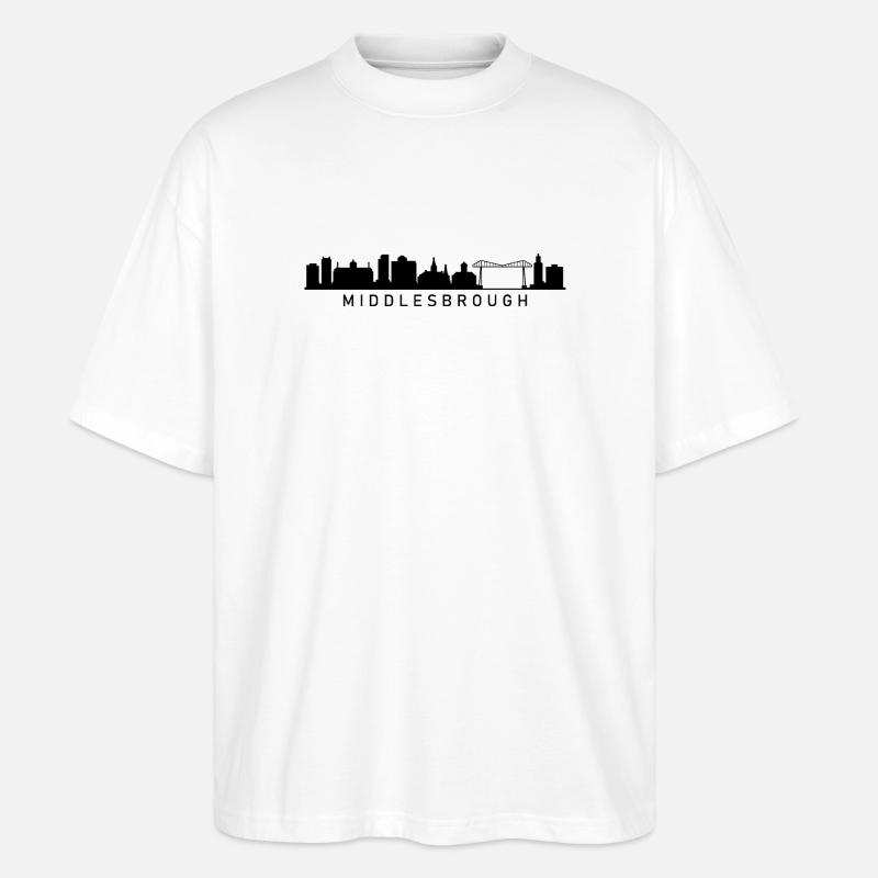 Skyline von Middlesbrough - Stanley/Stella Oversized Unisex Bio T-Shirt Blaster 2.0 - Weiß