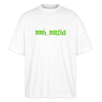 J’ADORE LE MATCHA - T-shirt bio Blaster 2.0 coupe oversize Stanley/Stella Unisexe - blanc - Devant - Alina (178cm) & Michal (187cm)