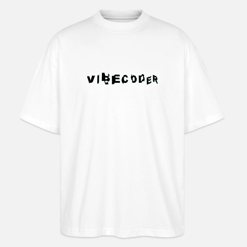 VibeCoder Glitch Neon - Stanley/Stella Oversized Unisex Organic T-shirt Blaster 2.0 - white