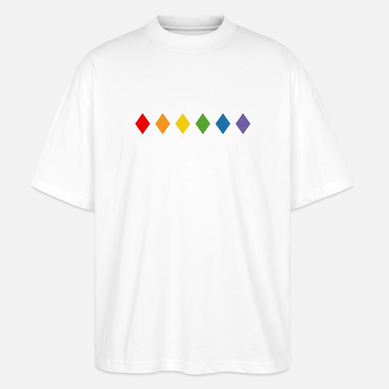 Regenbogen Rhombus - Stanley/Stella Oversized Unisex Bio T-Shirt Blaster 2.0 - Weiß