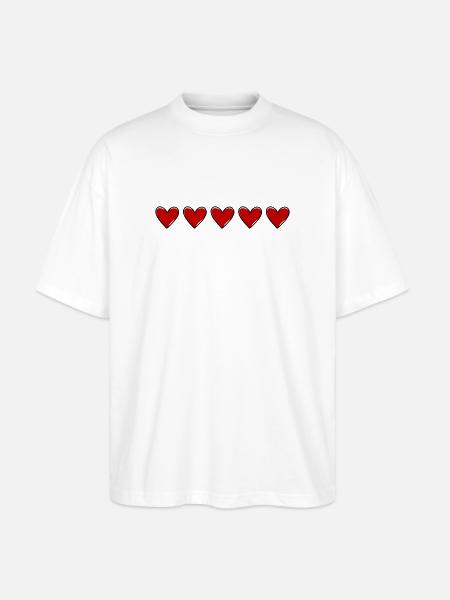 Hearts Line Love Symbol - Stanley/Stella Oversized Unisex Organic T-shirt Blaster 2.0 - white