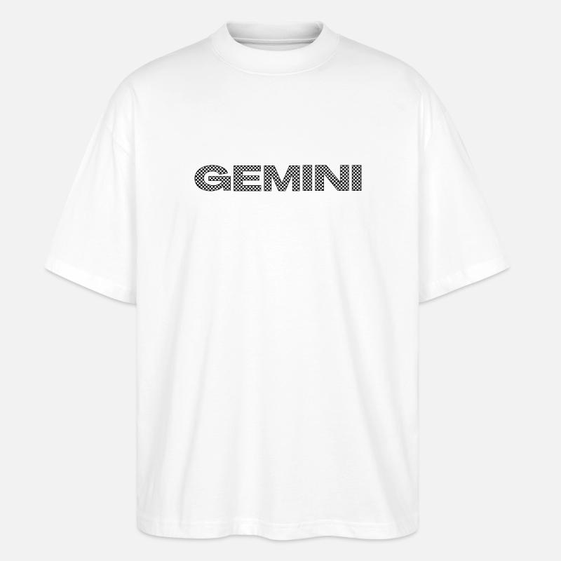 GEMINI – Checkerboard Zodiac Statement - Stanley/Stella Oversized Unisex Bio T-Shirt Blaster 2.0 - Weiß