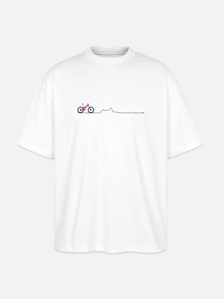 Silhouette de VTT rose fluo - T-shirt bio Blaster 2.0 coupe oversize Stanley/Stella Unisexe - blanc
