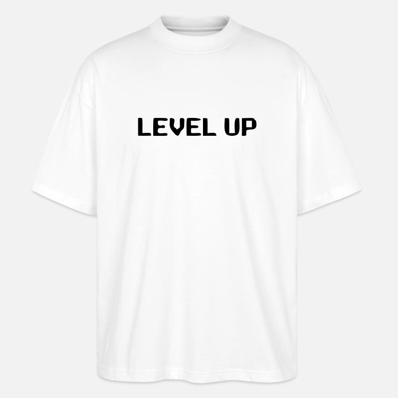 Niveau de lettrage 8 bits - T-shirt bio Blaster 2.0 coupe oversize Stanley/Stella Unisexe - blanc