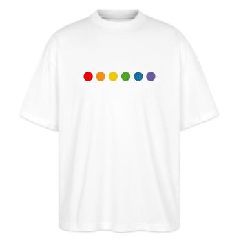 rainbow balls LGBT lgbtqi queer lgbt csd tshirt - Stanley/Stella Oversized Unisex Bio T-Shirt Blaster 2.0 - Weiß - Vorne - Alina (178cm) & Michal (187cm)