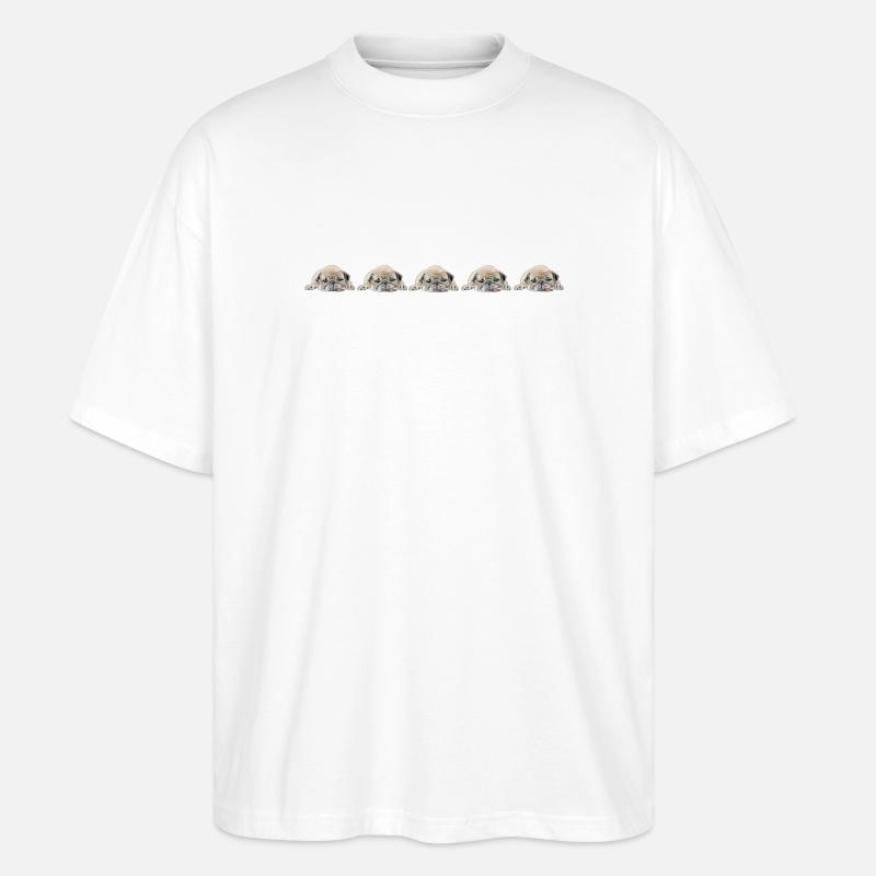 5 Möpse - Stanley/Stella Oversized Unisex Bio T-Shirt Blaster 2.0 - Weiß
