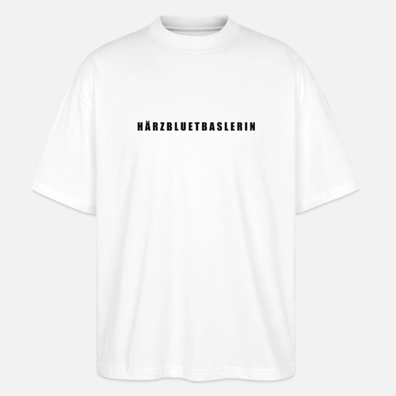 Härzbluetbaslerin Kanton Basel - Stanley/Stella Oversized Unisex Bio T-Shirt Blaster 2.0 - Weiß