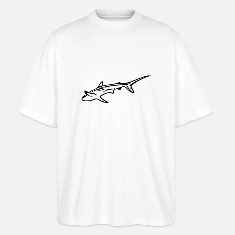 Eleganter Hai in Drift Strömung - Stanley/Stella Oversized Unisex Bio T-Shirt Blaster 2.0 - Weiß