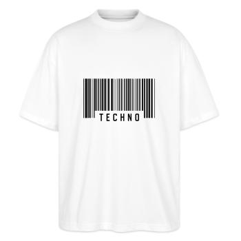 TECHNO - Stanley/Stella Oversized Unisex Organic T-shirt Blaster 2.0 - white - Front - Alina (178cm) & Michal (187cm)
