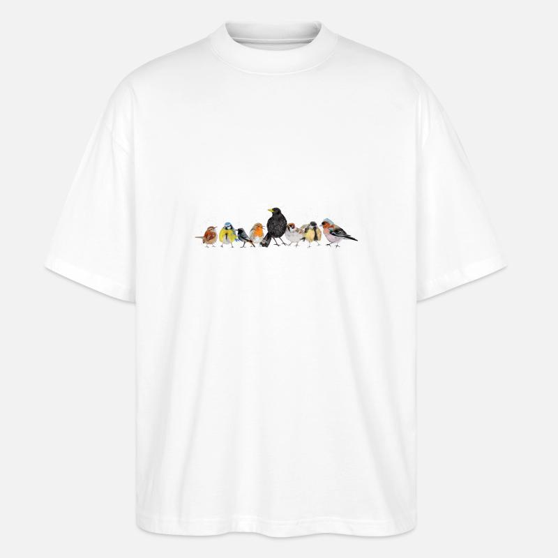 Viele heimische Vögel - Stanley/Stella Oversized Unisex Bio T-Shirt Blaster 2.0 - Weiß