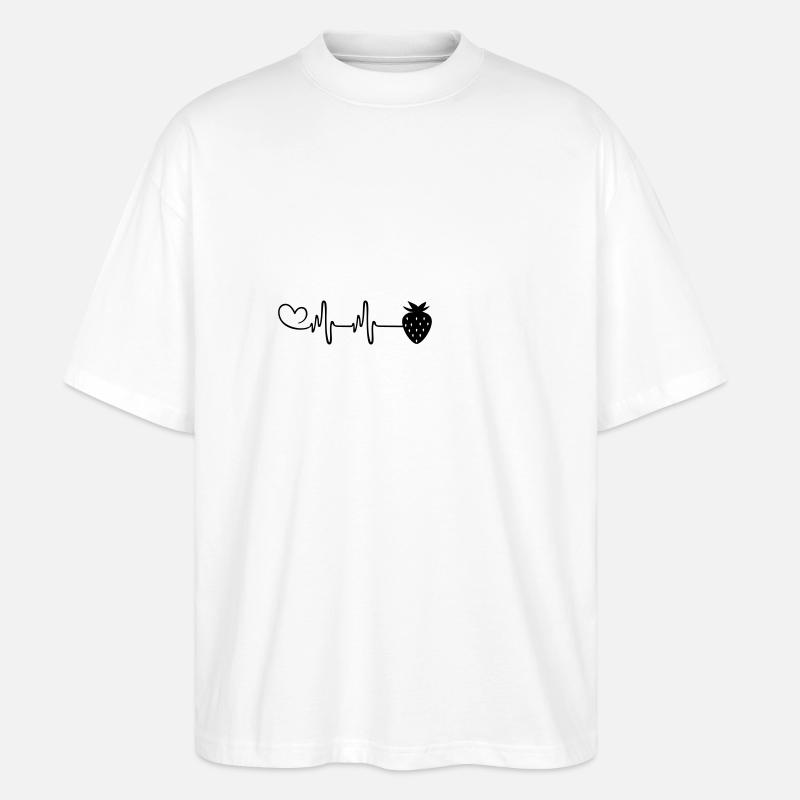 Erdbeere Icon Puls Herzschlag - Stanley/Stella Oversized Unisex Bio T-Shirt Blaster 2.0 - Weiß
