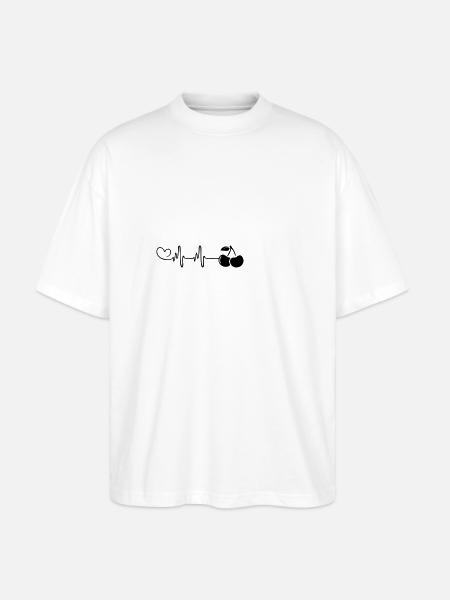 Cherries pulse heartbeat - Stanley/Stella Oversized Unisex Organic T-shirt Blaster 2.0 - white