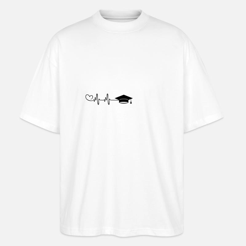 Student Cap Pulse Heart - Stanley/Stella Oversized Unisex Organic T-shirt Blaster 2.0 - white