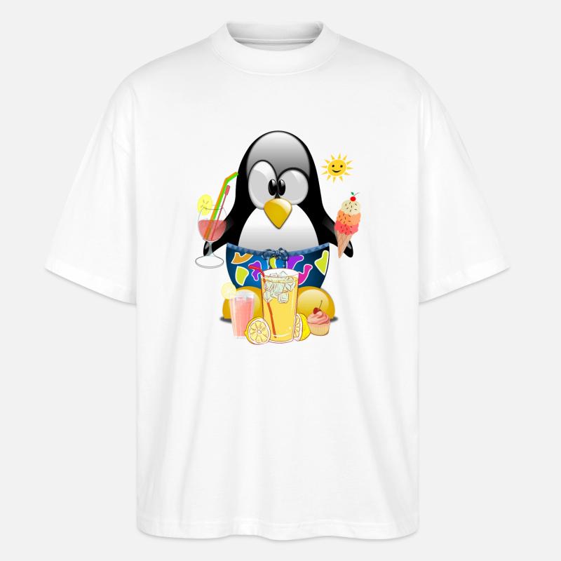 Pinguin, Eiscreme - Stanley/Stella Oversized Unisex Bio T-Shirt Blaster 2.0 - Weiß