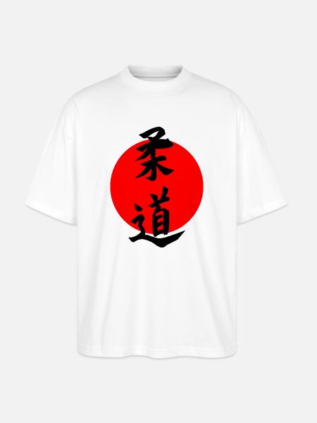Judo i japansk kanji-skrift med rød sol - Stanley/Stella Oversize Unisex Øko T-shirt Blaster 2.0 - hvid