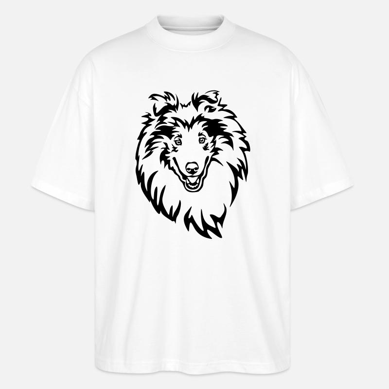 Collie Kopf - Stanley/Stella Oversized Unisex Bio T-Shirt Blaster 2.0 - Weiß