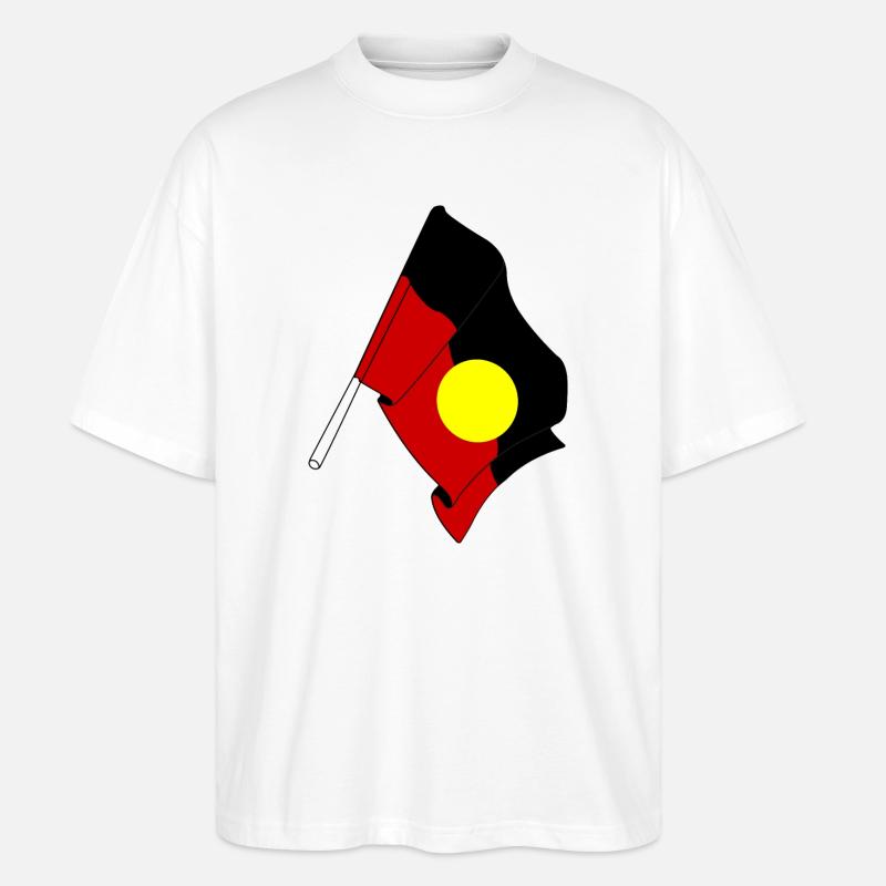 Flagge der Aborigines - Stanley/Stella Oversized Unisex Bio T-Shirt Blaster 2.0 - Weiß