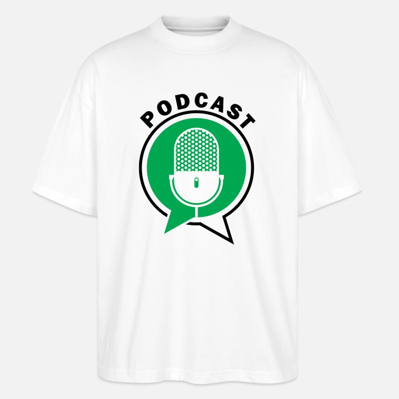 Podcast Mikrofon Sprechblasen - Stanley/Stella Oversized Unisex Bio T-Shirt Blaster 2.0 - Weiß