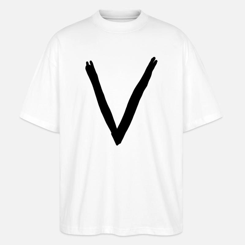 Buchstaben V - Stanley/Stella Oversized Unisex Bio T-Shirt Blaster 2.0 - Weiß