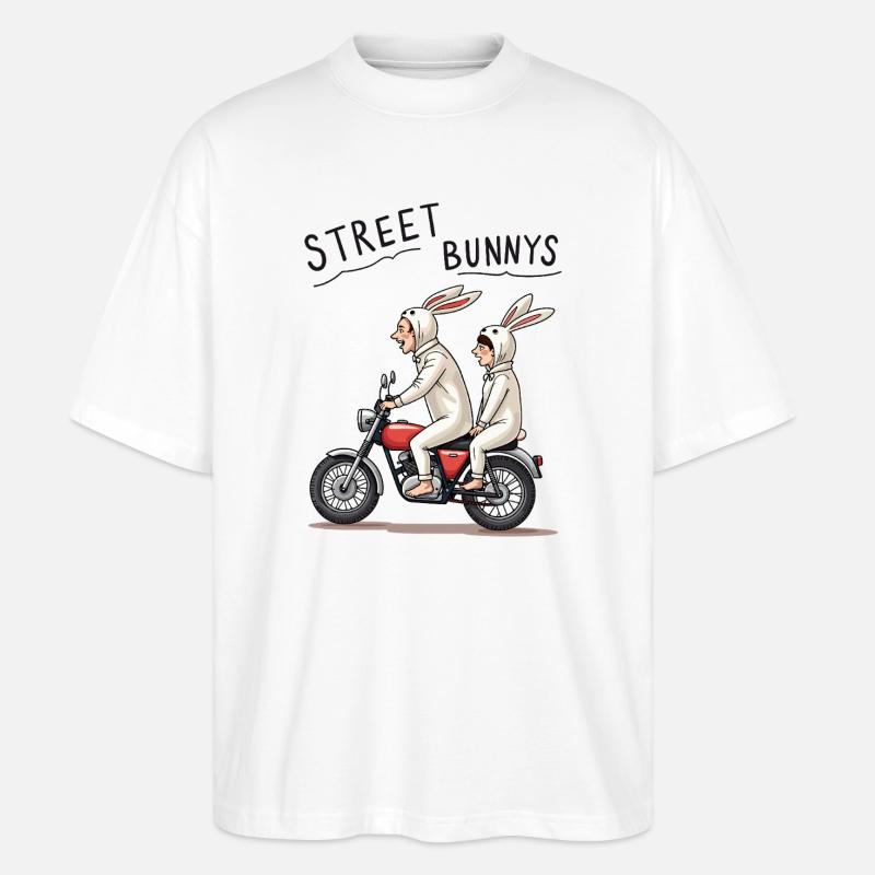 Biker Hasen - Stanley/Stella Oversized Unisex Bio T-Shirt Blaster 2.0 - Weiß