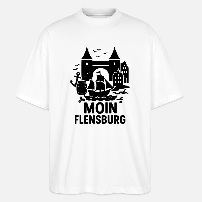 flensburg moin anker seefahrer - Stanley/Stella Oversized Unisex Bio T-Shirt Blaster 2.0 - Weiß