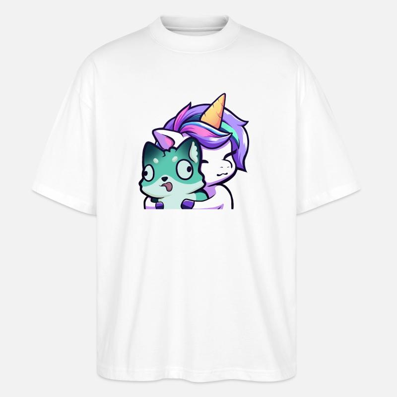 Lya Einhorn Hug - Stanley/Stella Oversized Unisex Bio T-Shirt Blaster 2.0 - Weiß