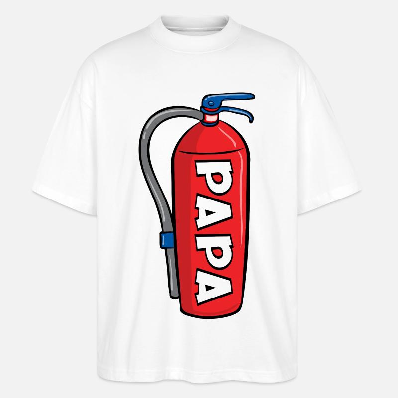 Annonceur du bébé - Papa pompier - T-shirt bio Blaster 2.0 coupe oversize Stanley/Stella Unisexe - blanc
