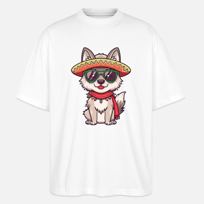 Fuchs Comic Lustig Sombrero - Stanley/Stella Oversized Unisex Bio T-Shirt Blaster 2.0 - Weiß
