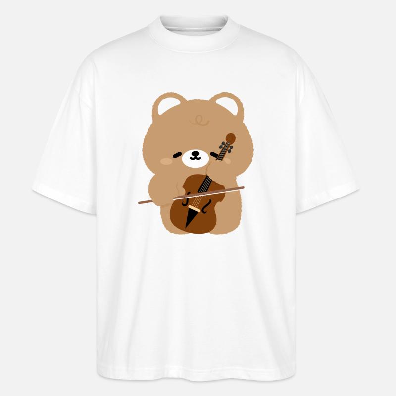 Bären-Cello-Charme - Stanley/Stella Oversized Unisex Bio T-Shirt Blaster 2.0 - Weiß