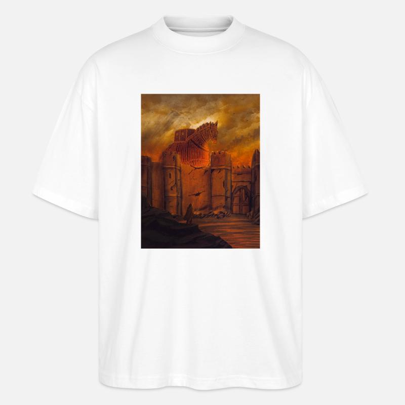 Trojanisches Pferd in Muralla - Stanley/Stella Oversized Unisex Bio T-Shirt Blaster 2.0 - Weiß