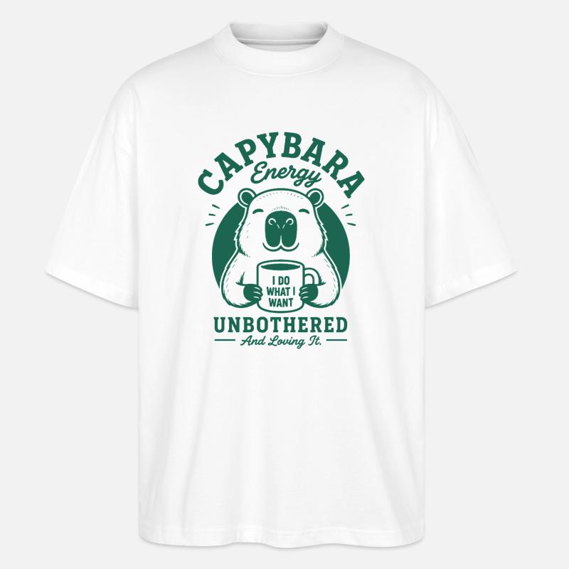 Capybara Energy Unbothered - Stanley/Stella Oversized Unisex Bio T-Shirt Blaster 2.0 - Weiß