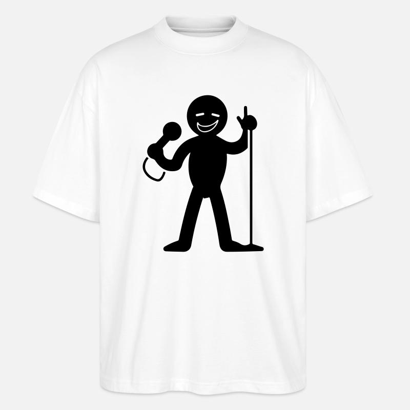 Chanteur avec micro - T-shirt bio Blaster 2.0 coupe oversize Stanley/Stella Unisexe - blanc