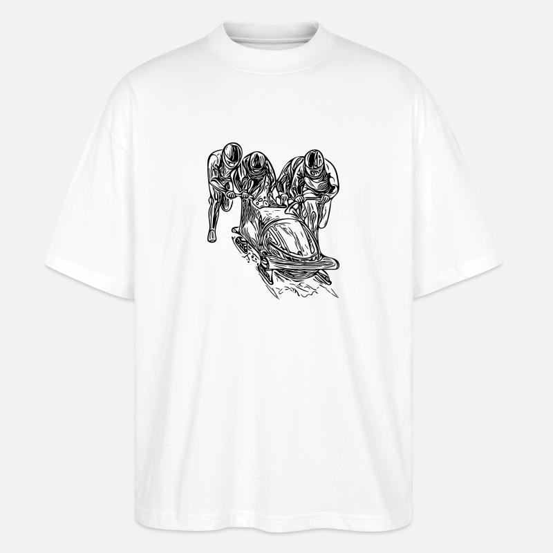 Bobfahrer Viererbob im Eiskanal - Stanley/Stella Oversized Unisex Bio T-Shirt Blaster 2.0 - Weiß