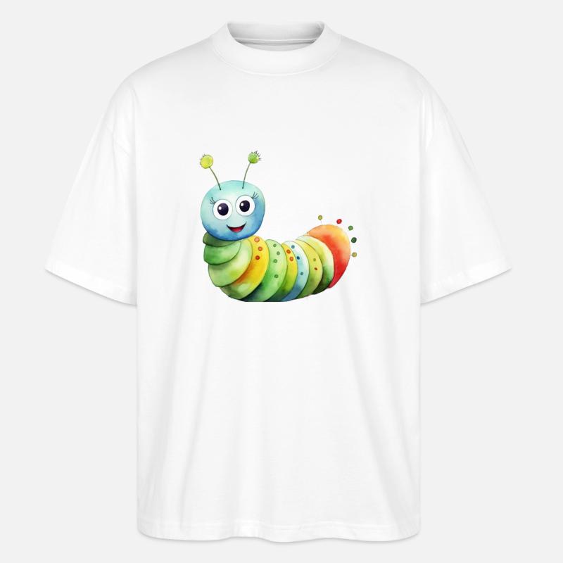 Chenille classe classe animale chenille - T-shirt bio Blaster 2.0 coupe oversize Stanley/Stella Unisexe - blanc
