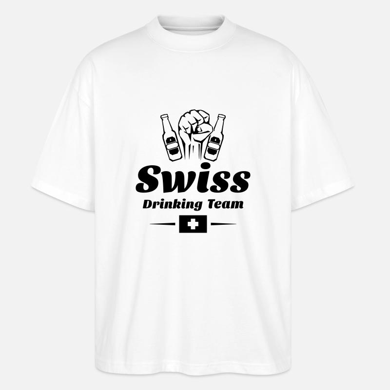 drinking team swiss - Stanley/Stella Oversized Unisex Bio T-Shirt Blaster 2.0 - Weiß