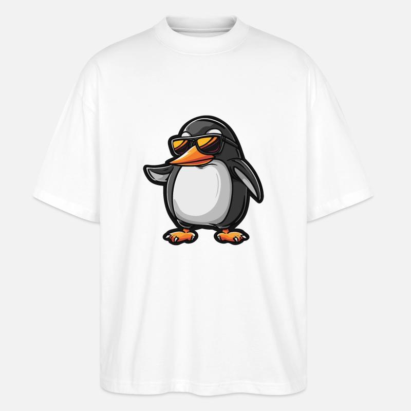Pinguin Comic Cool - Stanley/Stella Oversized Unisex Bio T-Shirt Blaster 2.0 - Weiß