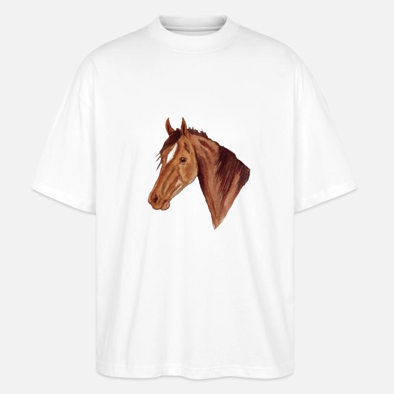 Pferd - Stanley/Stella Oversized Unisex Bio T-Shirt Blaster 2.0 - Weiß