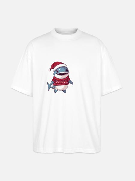 Shark Christmas Comic - Stanley/Stella Oversized Unisex Organic T-shirt Blaster 2.0 - white