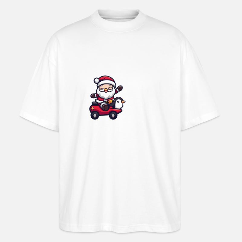 Pinguin Weihnachtsmann - Stanley/Stella Oversized Unisex Bio T-Shirt Blaster 2.0 - Weiß