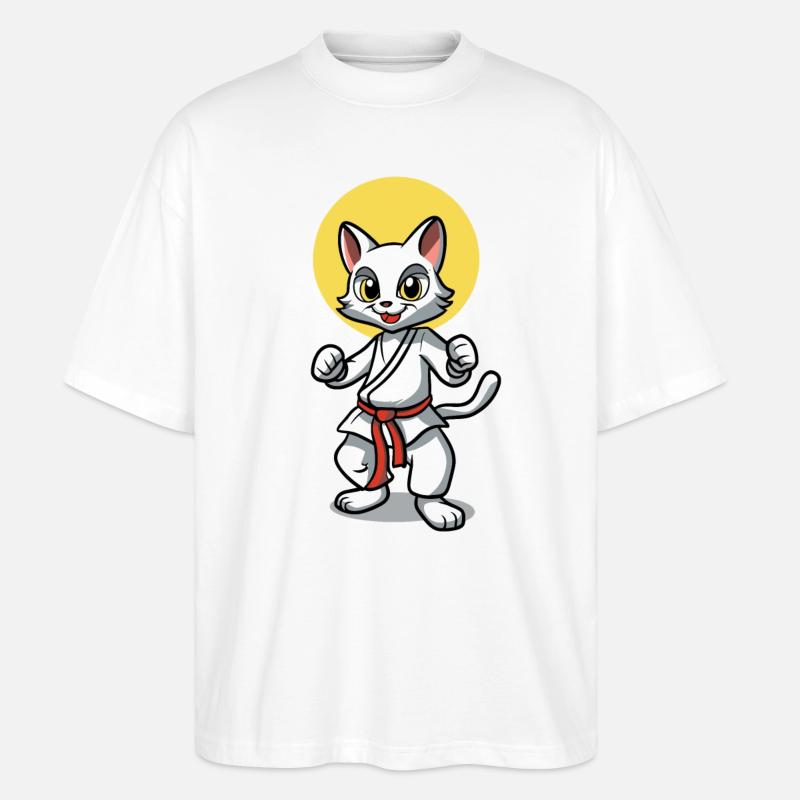 Kampf Katze - Stanley/Stella Oversized Unisex Bio T-Shirt Blaster 2.0 - Weiß